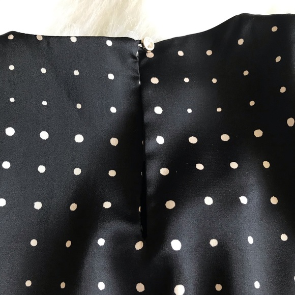 Ann Taylor Polka Dot Navy White Top with Keyhole - Picture 4 of 6